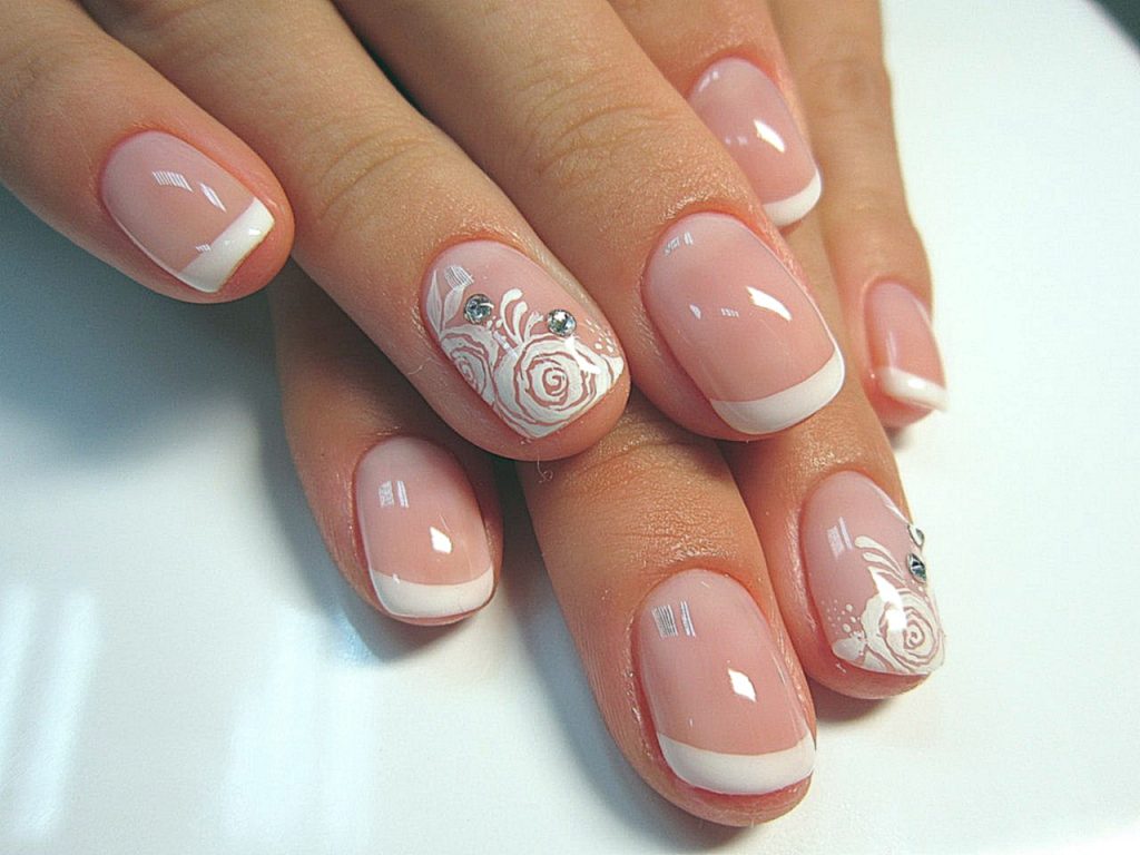 French on nails with rhinestones