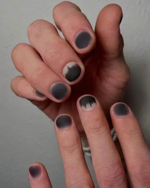 омбре черный маникюр