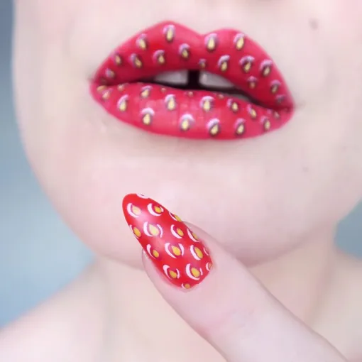 оригинальный макияж красные губы